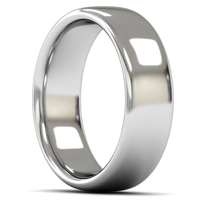18ct White Gold 7mm Heavy Weight Slight Court Wedding Ring