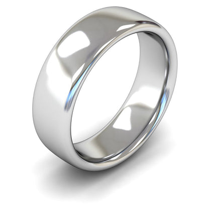 18ct White Gold 7mm Heavy Weight Slight Court Wedding Ring