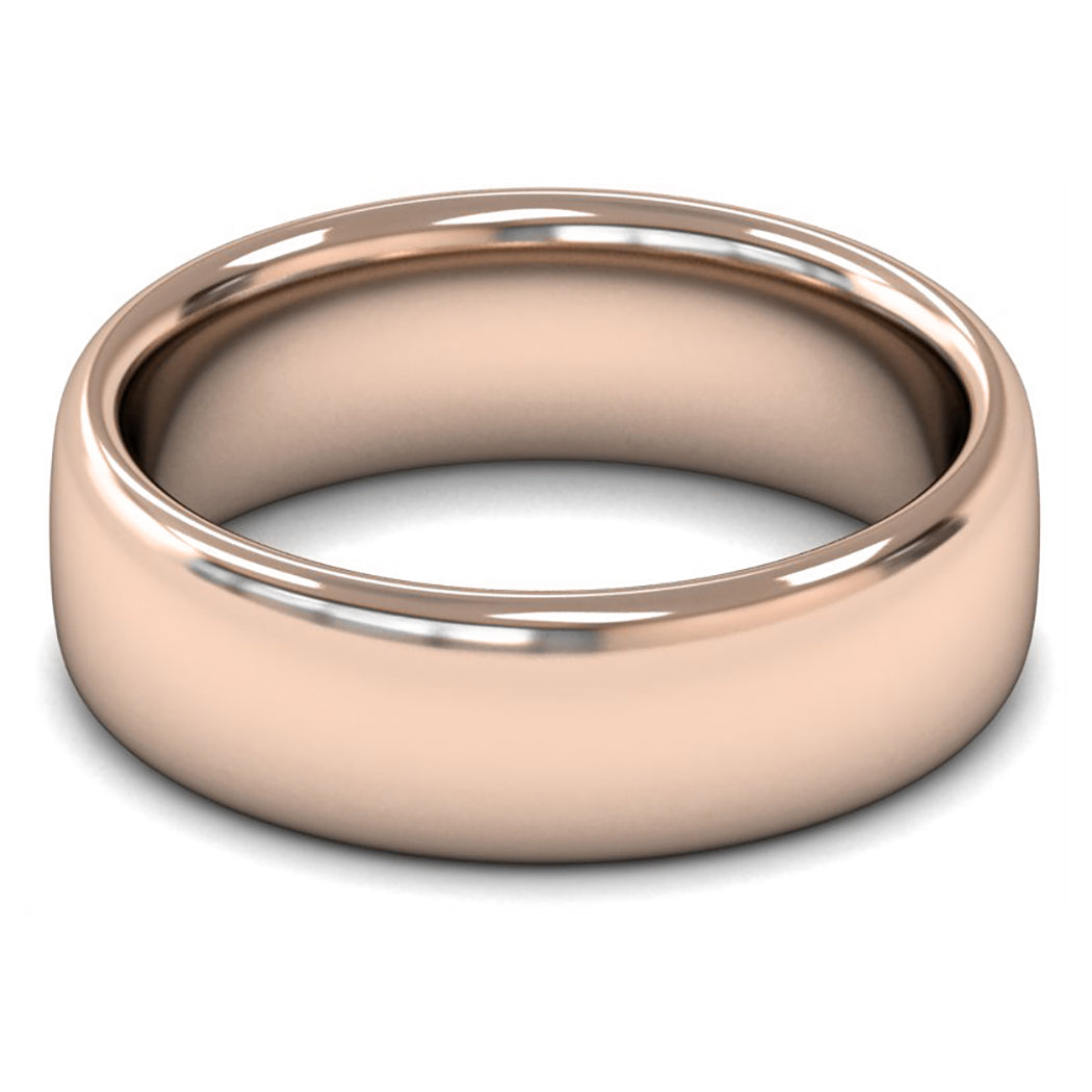 9ct Rose Gold 7mm Heavy Weight Slight Court Wedding Ring