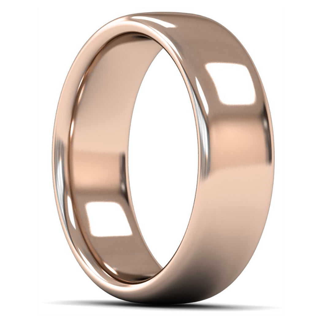 9ct Rose Gold 7mm Heavy Weight Slight Court Wedding Ring