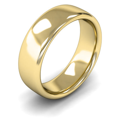 9ct Yellow Fairtrade Gold 7mm Heavy Weight Slight Court Wedding Ring