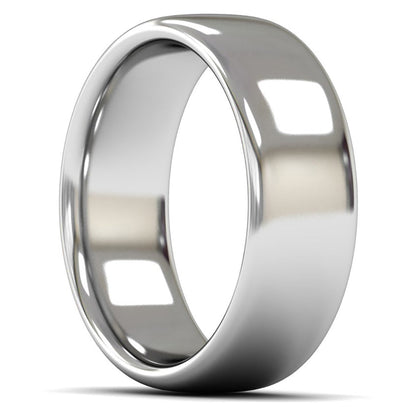 14ct White Gold 8mm Heavy Weight Slight Court Wedding Ring