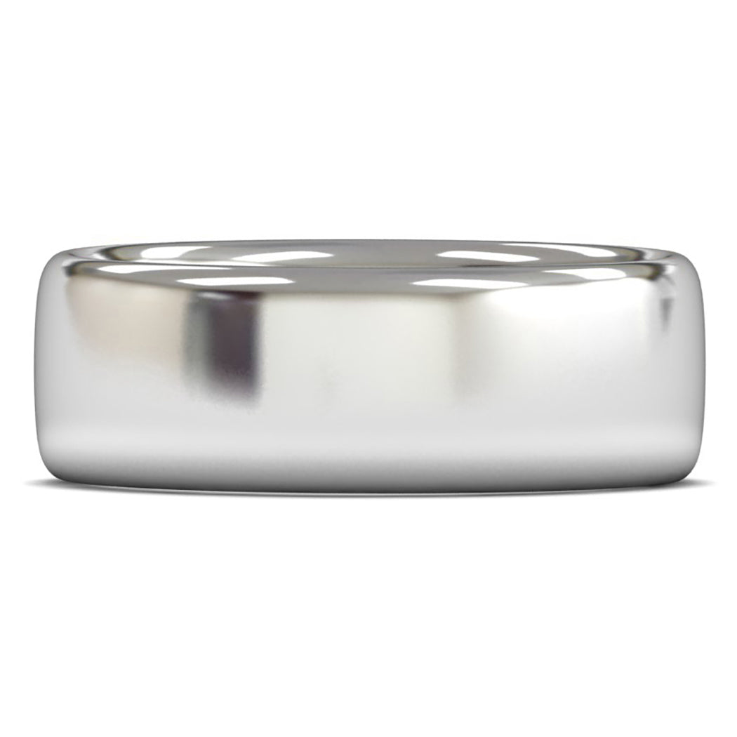 14ct White Fairtrade Gold 8mm Heavy Weight Slight Court Wedding Ring