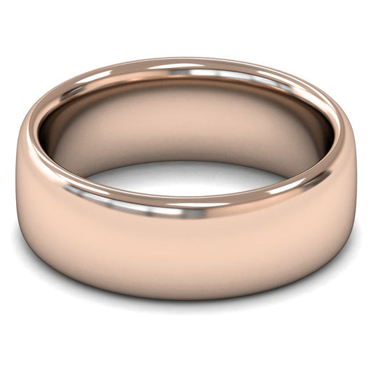 18ct Rose Fairtrade Gold 8mm Heavy Weight Slight Court Wedding Ring