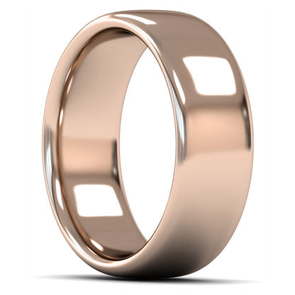 18ct Rose Fairtrade Gold 8mm Heavy Weight Slight Court Wedding Ring