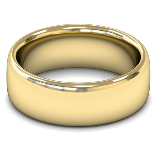 18ct Yellow Fairtrade Gold 8mm Heavy Weight Slight Court Wedding Ring