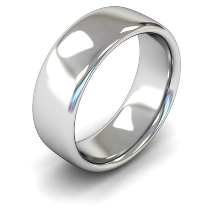 9ct White Fairtrade Gold 8mm Heavy Weight Slight Court Wedding Ring