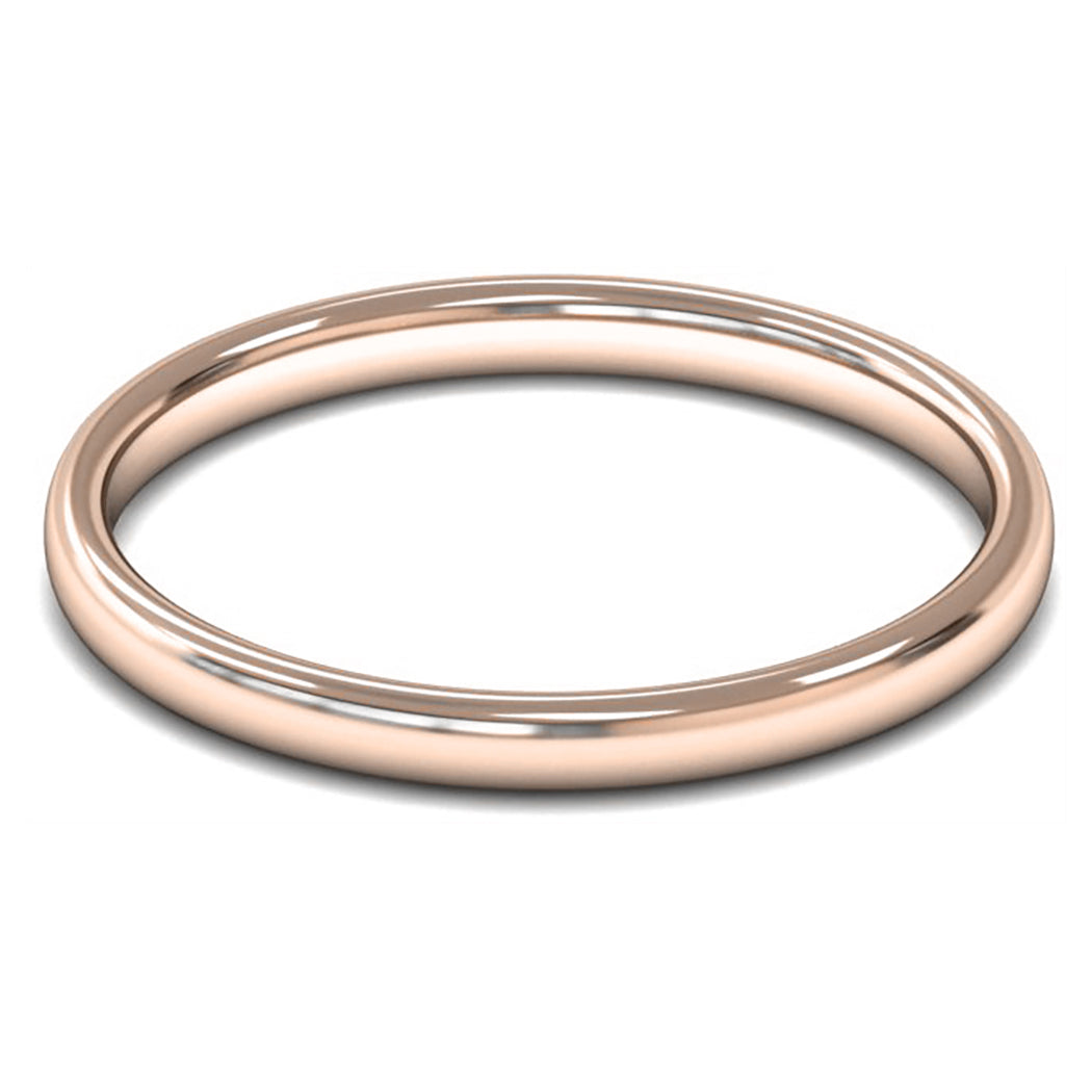 14ct Rose Gold 2mm Light Weight Slight Court Wedding Ring