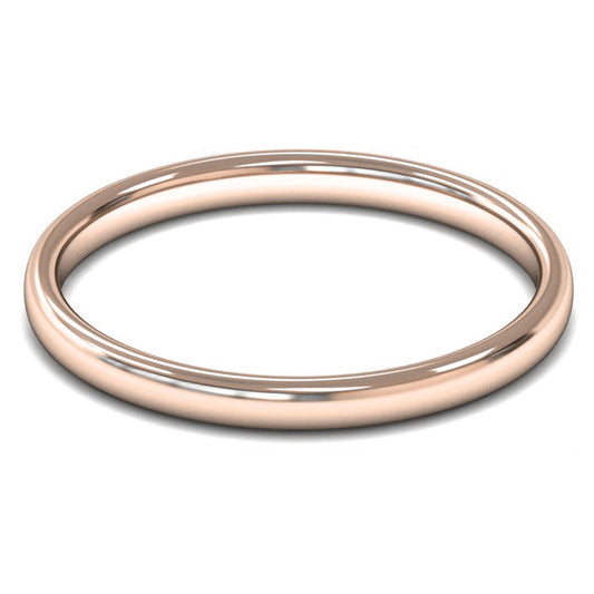 14ct Rose Gold 2mm Light Weight Slight Court Wedding Ring