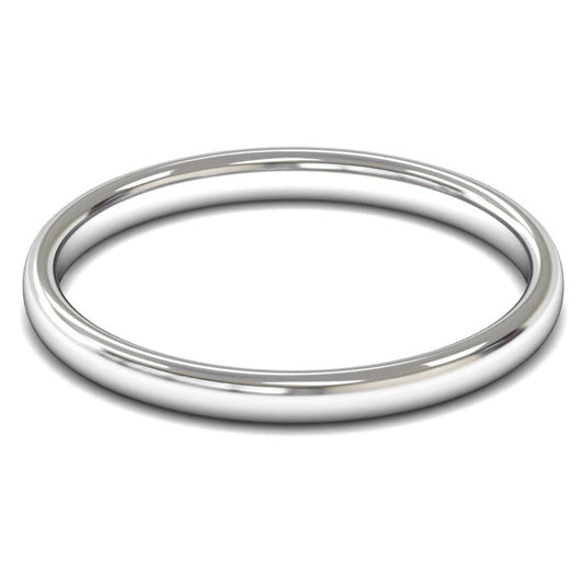 14ct White Gold 2mm Light Weight Slight Court Wedding Ring