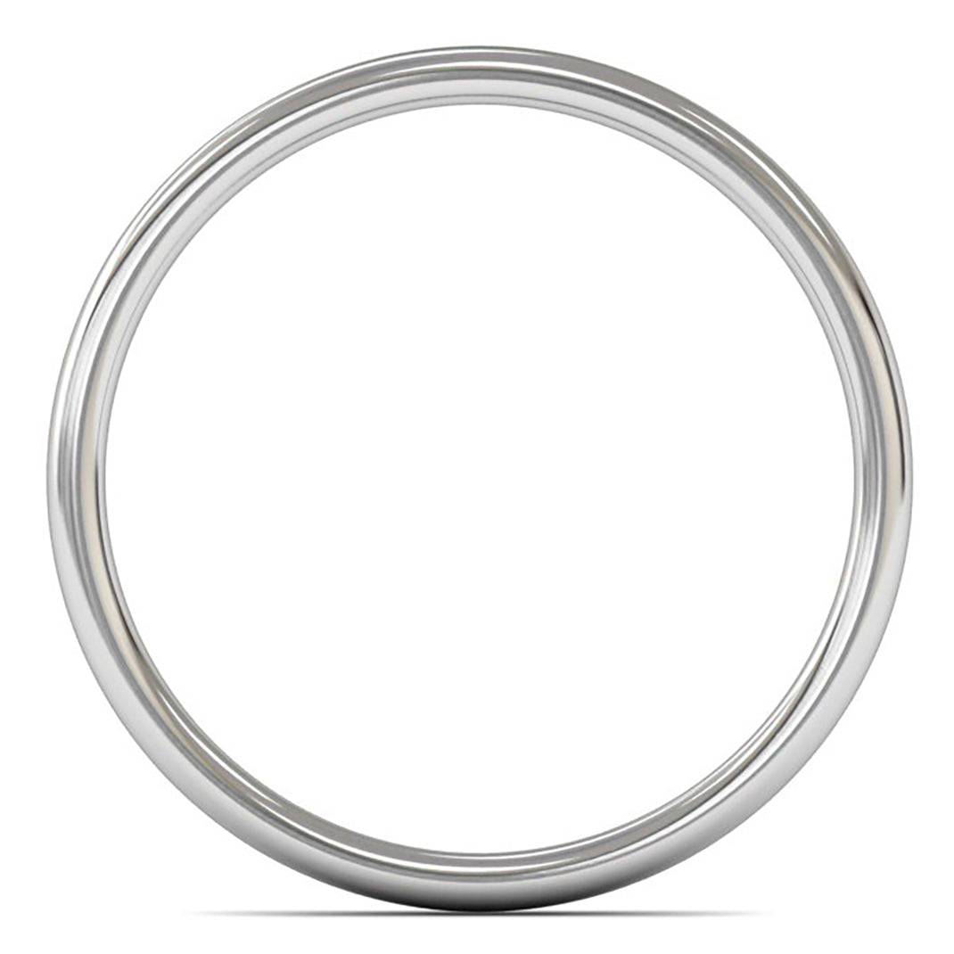 14ct White Fairtrade Gold 2mm Light Weight Slight Court Wedding Ring