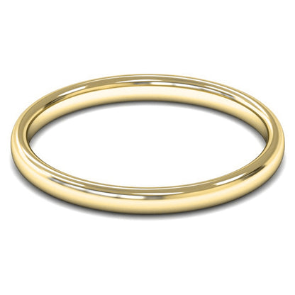 14ct Yellow Fairtrade Gold 2mm Light Weight Slight Court Wedding Ring