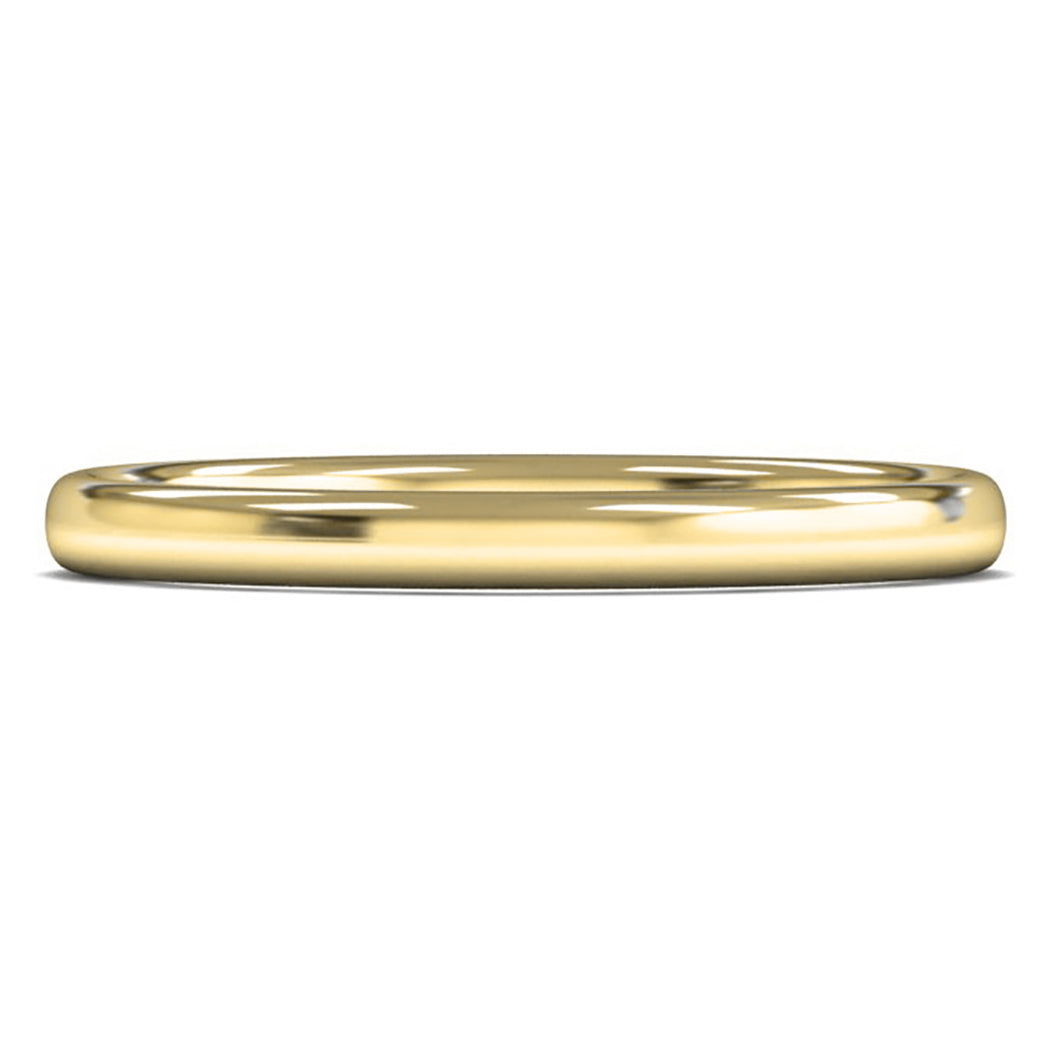 14ct Yellow Fairtrade Gold 2mm Light Weight Slight Court Wedding Ring