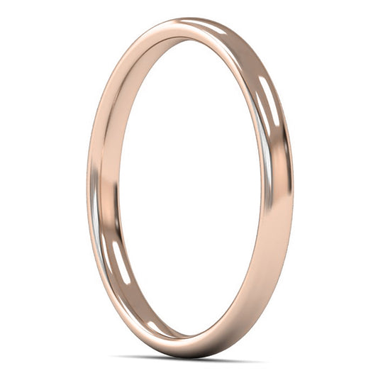 18ct Rose Fairtrade Gold 2mm Light Weight Slight Court Wedding Ring