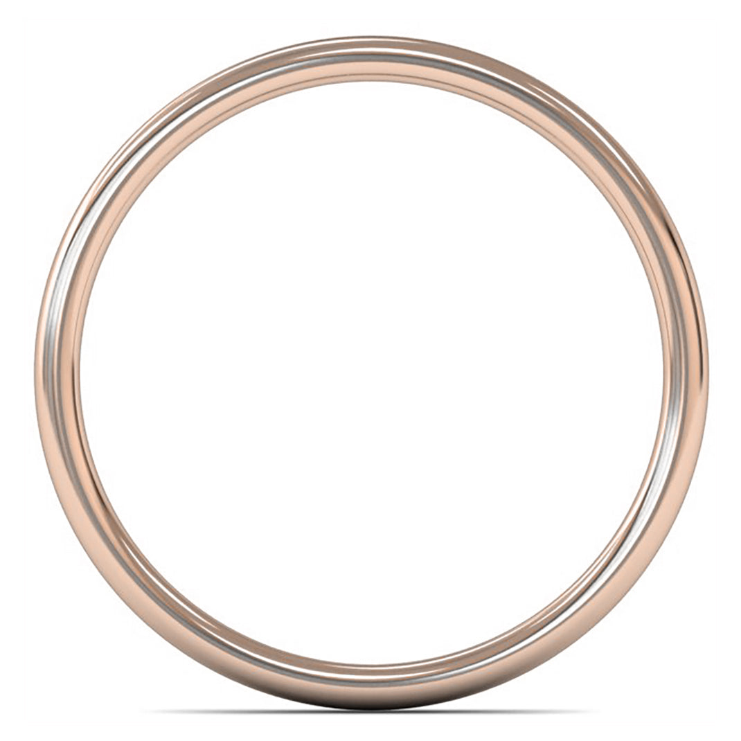 18ct Rose Gold 2mm Light Weight Slight Court Wedding Ring