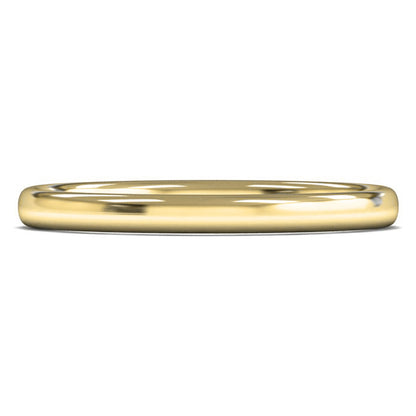 18ct Yellow Fairtrade Gold 2mm Light Weight Slight Court Wedding Ring