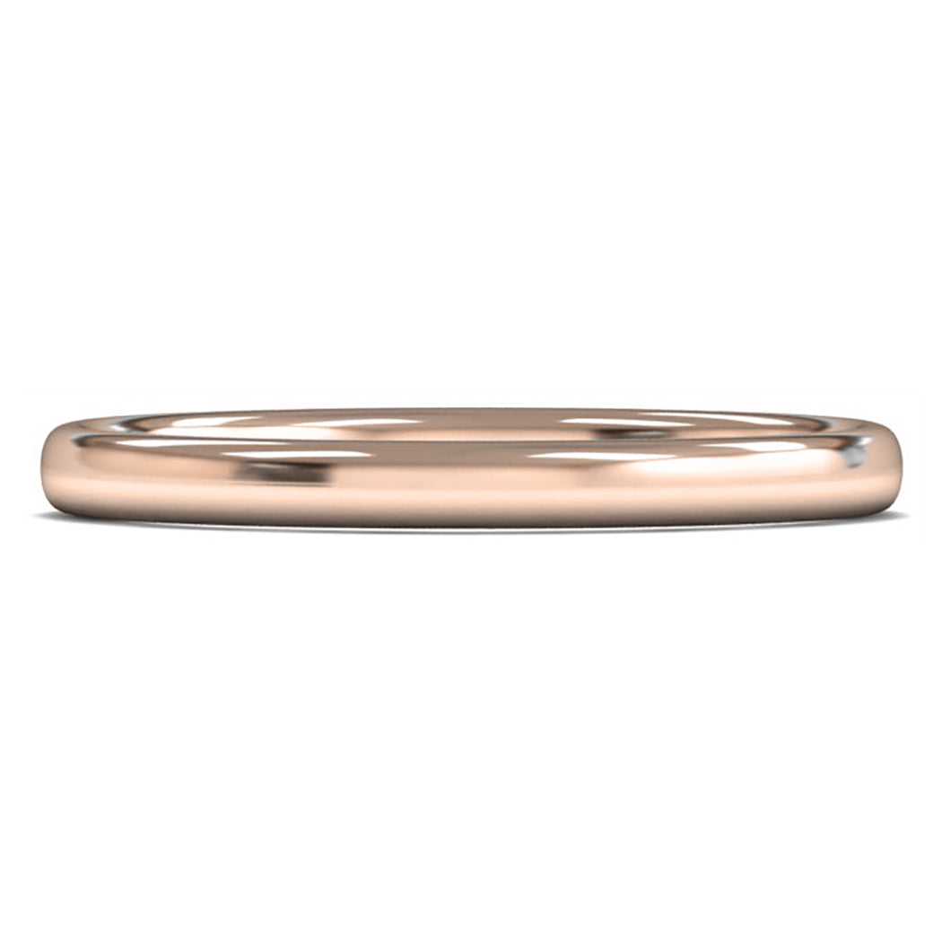 9ct Rose Gold 2mm Light Weight Slight Court Wedding Ring