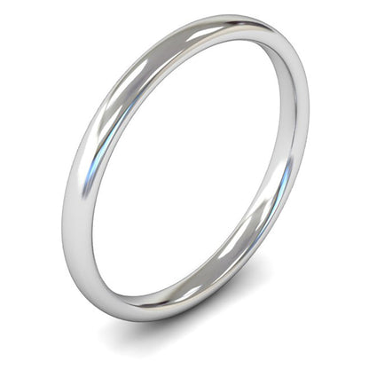 9ct White Gold 2mm Light Weight Slight Court Wedding Ring