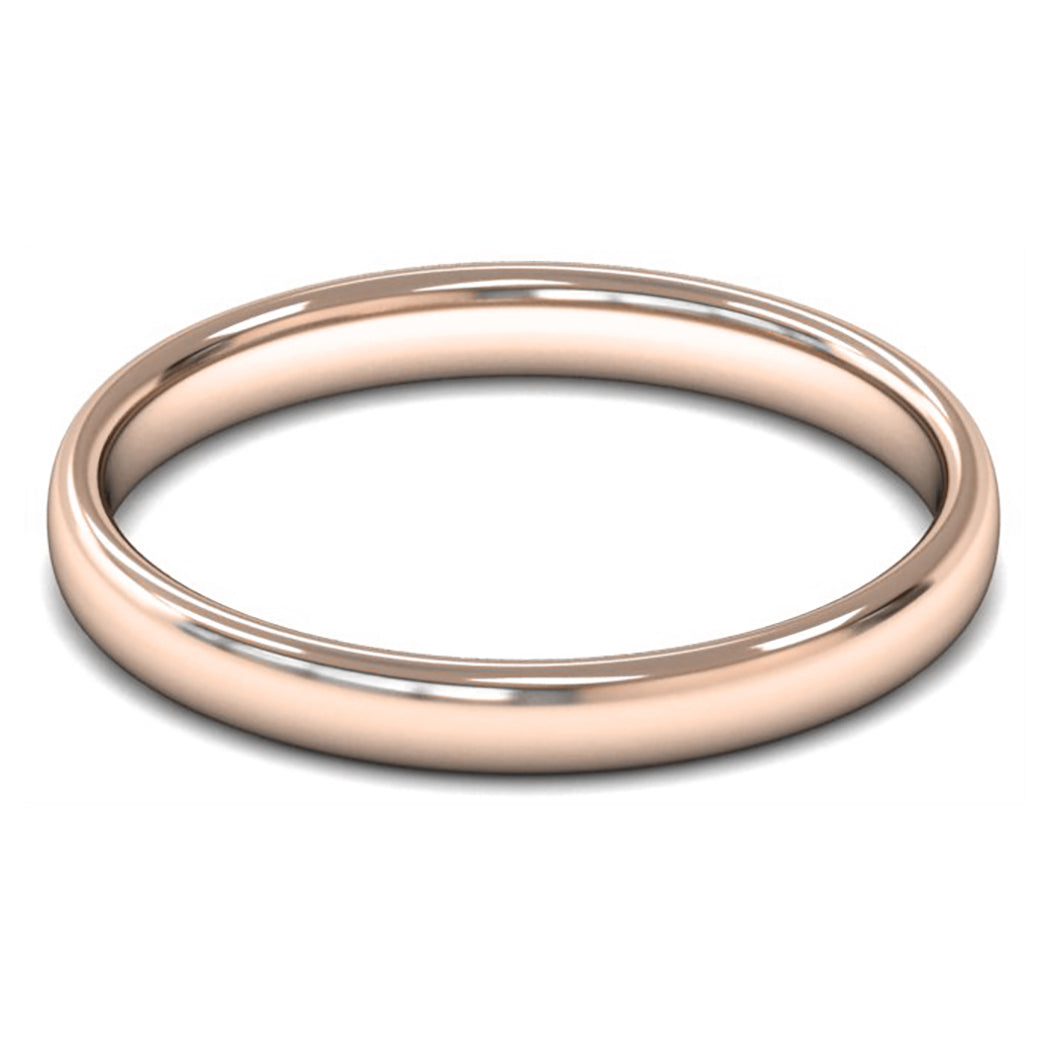 14ct Rose Gold 2.5mm Light Weight Slight Court Wedding Ring