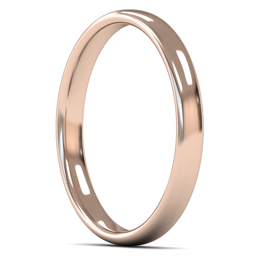 14ct Rose Fairtrade Gold 2.5mm Light Weight Slight Court Wedding Ring