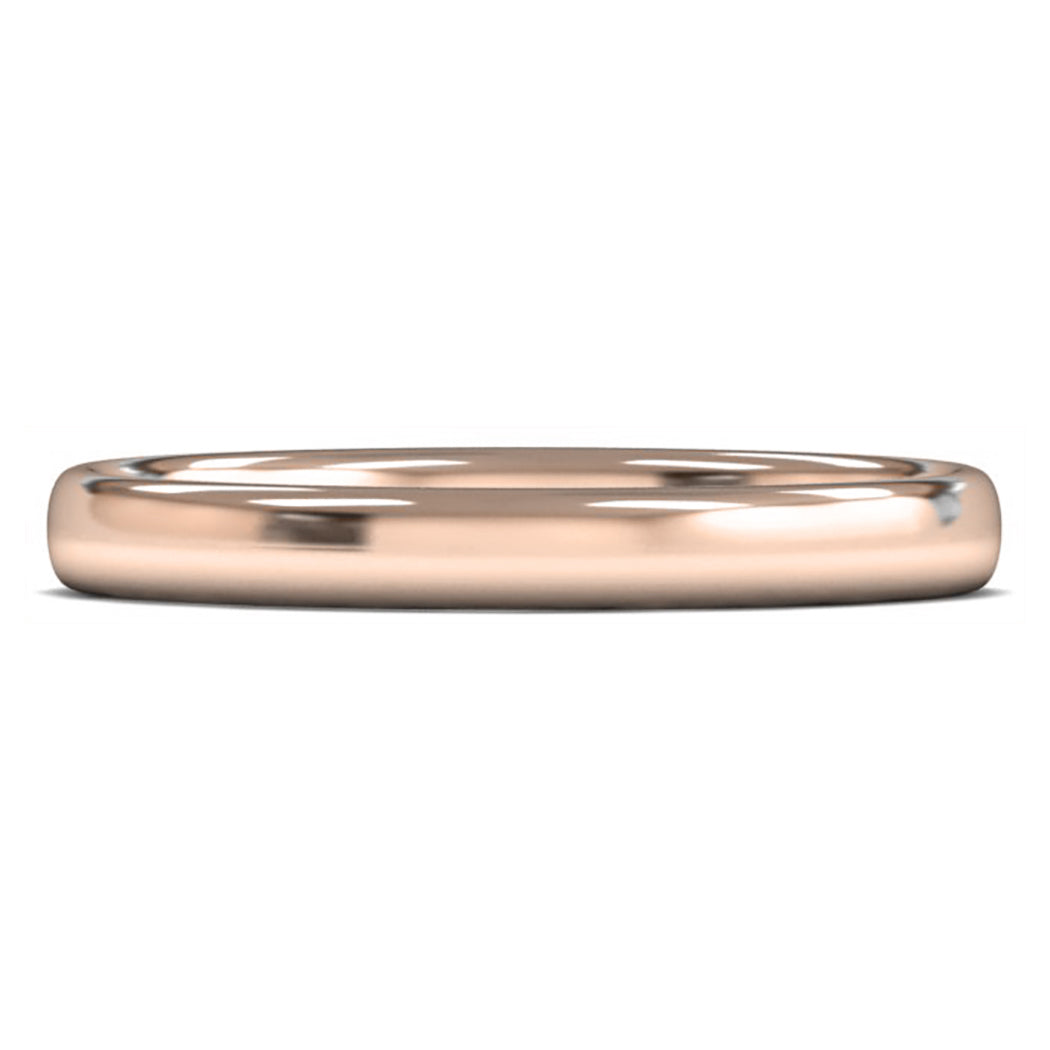 14ct Rose Gold 2.5mm Light Weight Slight Court Wedding Ring
