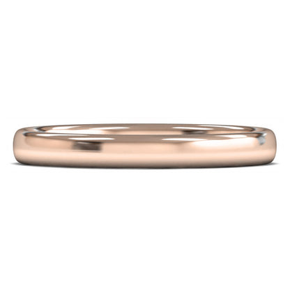 14ct Rose Gold 2.5mm Light Weight Slight Court Wedding Ring