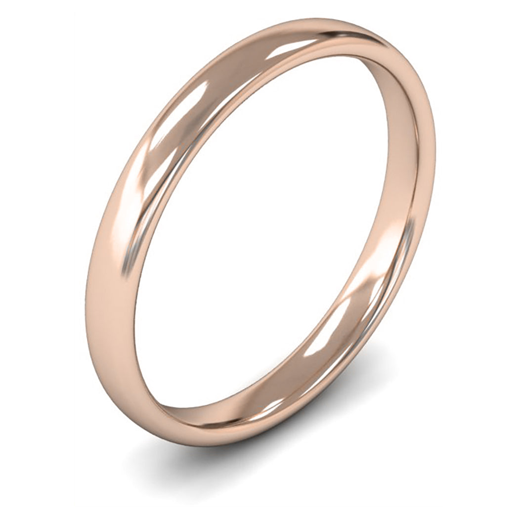 14ct Rose Gold 2.5mm Light Weight Slight Court Wedding Ring