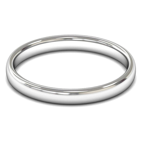 14ct White Fairtrade Gold 2.5mm Light Weight Slight Court Wedding Ring