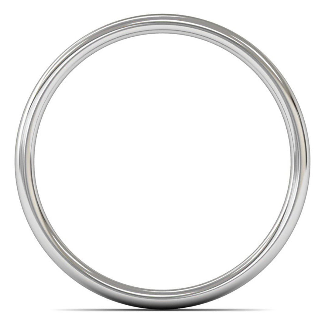 14ct White Fairtrade Gold 2.5mm Light Weight Slight Court Wedding Ring