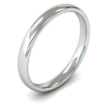 14ct White Fairtrade Gold 2.5mm Light Weight Slight Court Wedding Ring