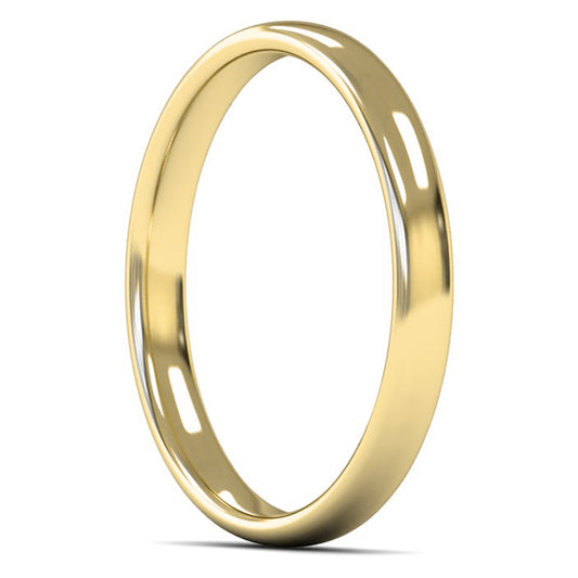 14ct Yellow Fairtrade Gold 2.5mm Light Weight Slight Court Wedding Ring