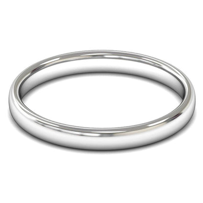 18ct White Fairtrade Gold 2.5mm Light Weight Slight Court Wedding Ring