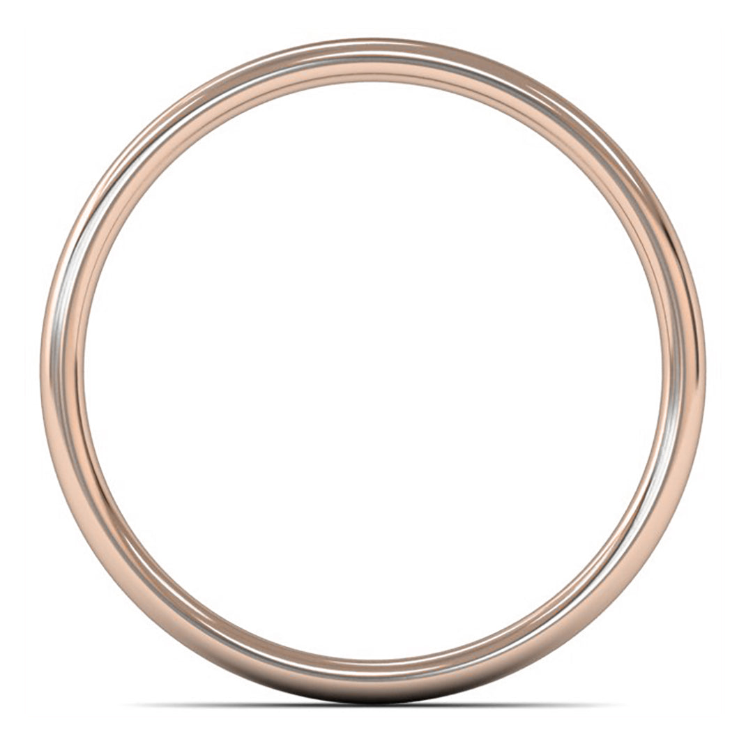9ct Rose Gold 2.5mm Light Weight Slight Court Wedding Ring