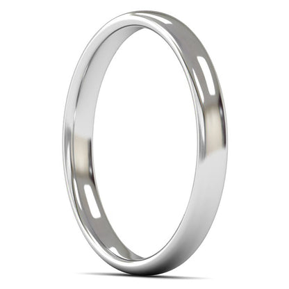 9ct White Fairtrade Gold 2.5mm Light Weight Slight Court Wedding Ring