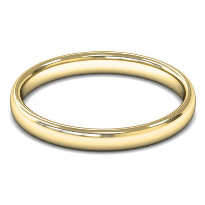 9ct Yellow Fairtrade Gold 2.5mm Light Weight Slight Court Wedding Ring