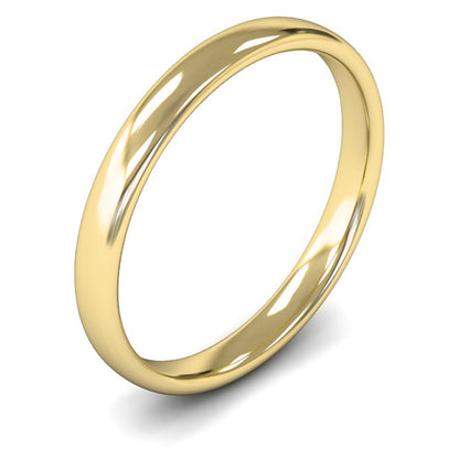9ct Yellow Fairtrade Gold 2.5mm Light Weight Slight Court Wedding Ring