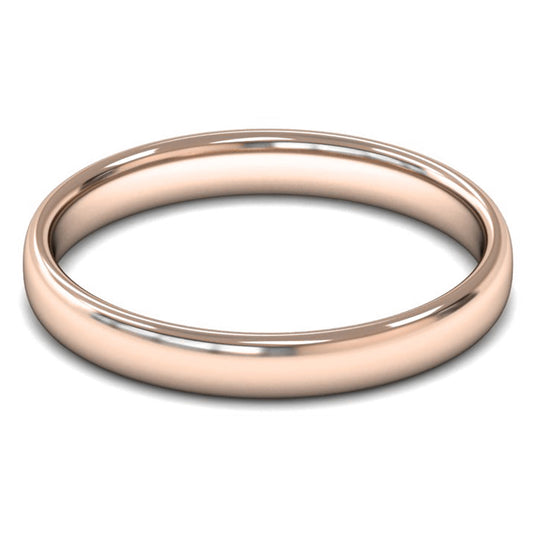 14ct Rose Gold 3mm Light Weight Slight Court Wedding Ring