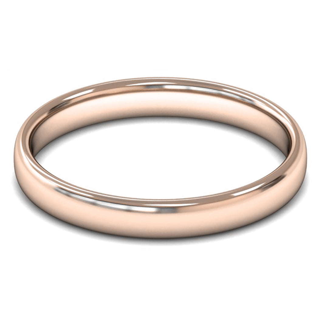 14ct Rose Fairtrade Gold 3mm Light Weight Slight Court Wedding Ring