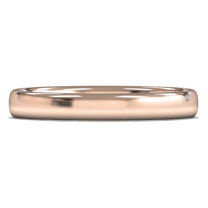 14ct Rose Gold 3mm Light Weight Slight Court Wedding Ring