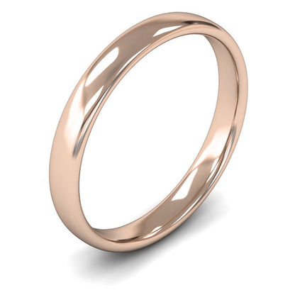 14ct Rose Fairtrade Gold 3mm Light Weight Slight Court Wedding Ring