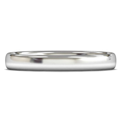 14ct White Fairtrade Gold 3mm Light Weight Slight Court Wedding Ring