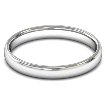 9ct White Gold 3mm Light Weight Slight Court Wedding Ring