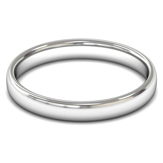 9ct White Gold 3mm Light Weight Slight Court Wedding Ring
