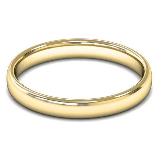 9ct Yellow Fairtrade Gold 3mm Light Weight Slight Court Wedding Ring