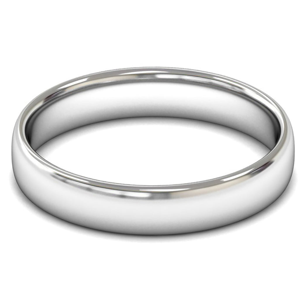 14ct White Gold 4mm Light Weight Slight Court Wedding Ring