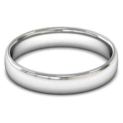 14ct White Gold 4mm Light Weight Slight Court Wedding Ring
