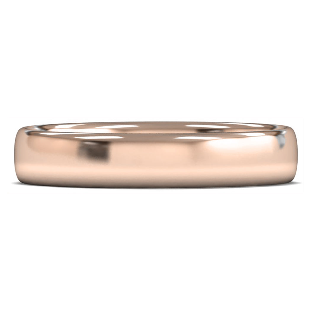 18ct Rose Gold 4mm Light Weight Slight Court Wedding Ring