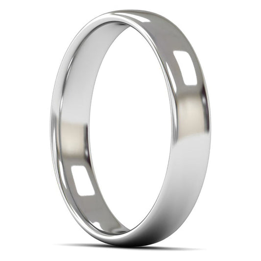 18ct White Fairtrade Gold 4mm Light Weight Slight Court Wedding Ring