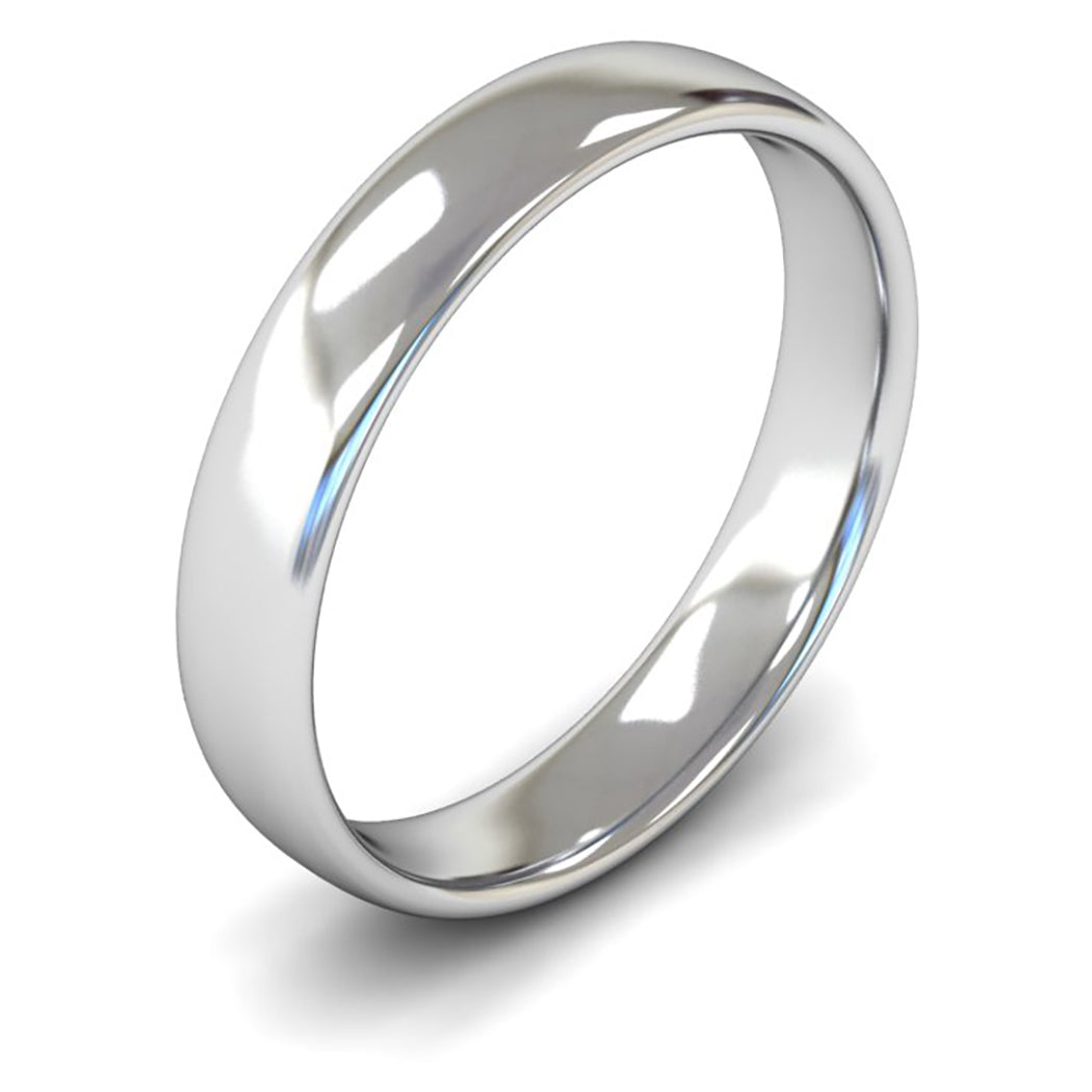 18ct White Gold 4mm Light Weight Slight Court Wedding Ring