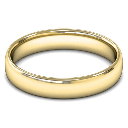 18ct Yellow Fairtrade Gold 4mm Light Weight Slight Court Wedding Ring